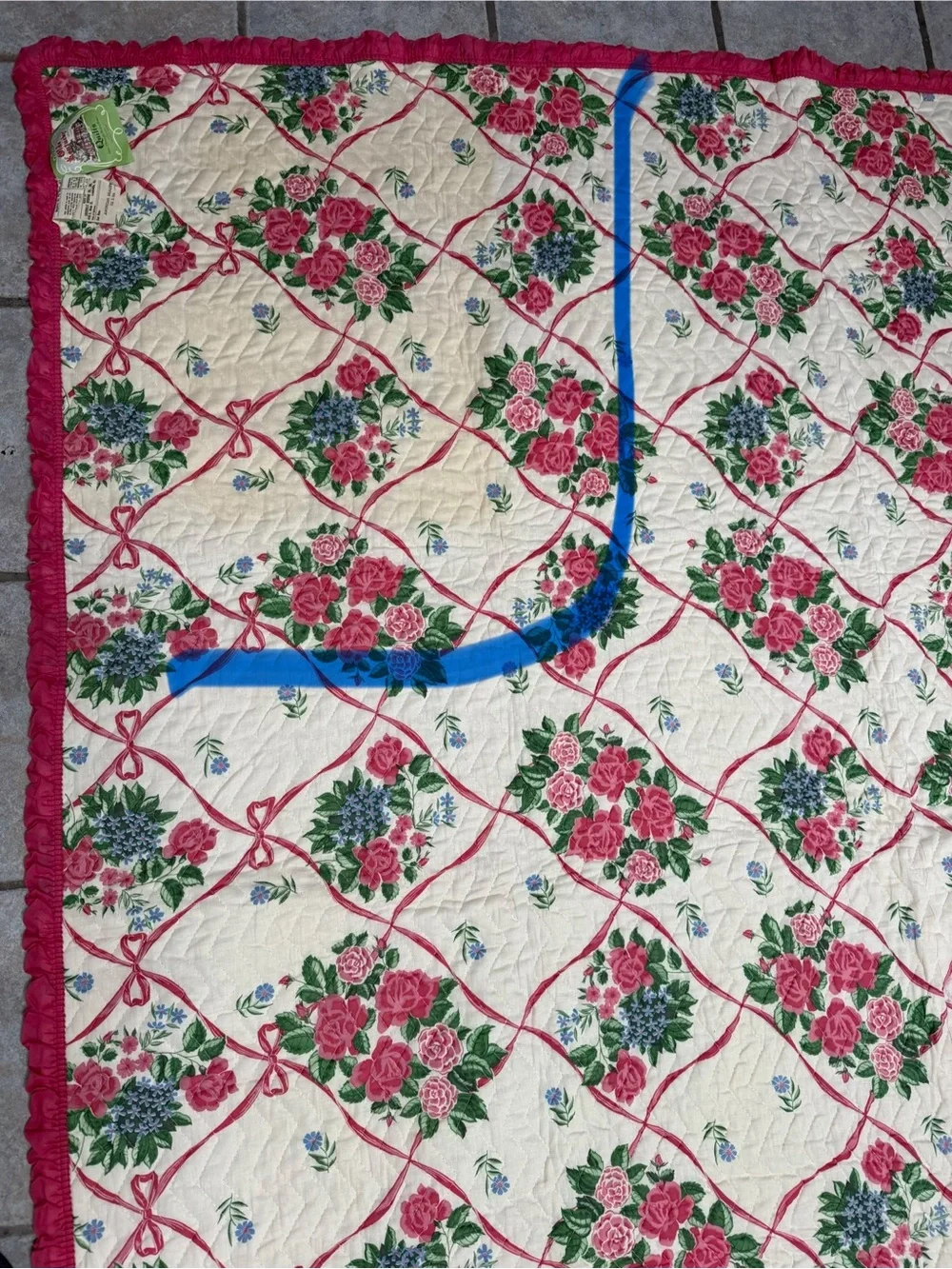 VTG Pink Roses Floral Quilted Bedspread OLDE KENTUCKY QUILTS 80x84” NOS